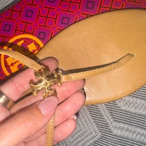 Tory Burch Tan Sandals with Gold Accent